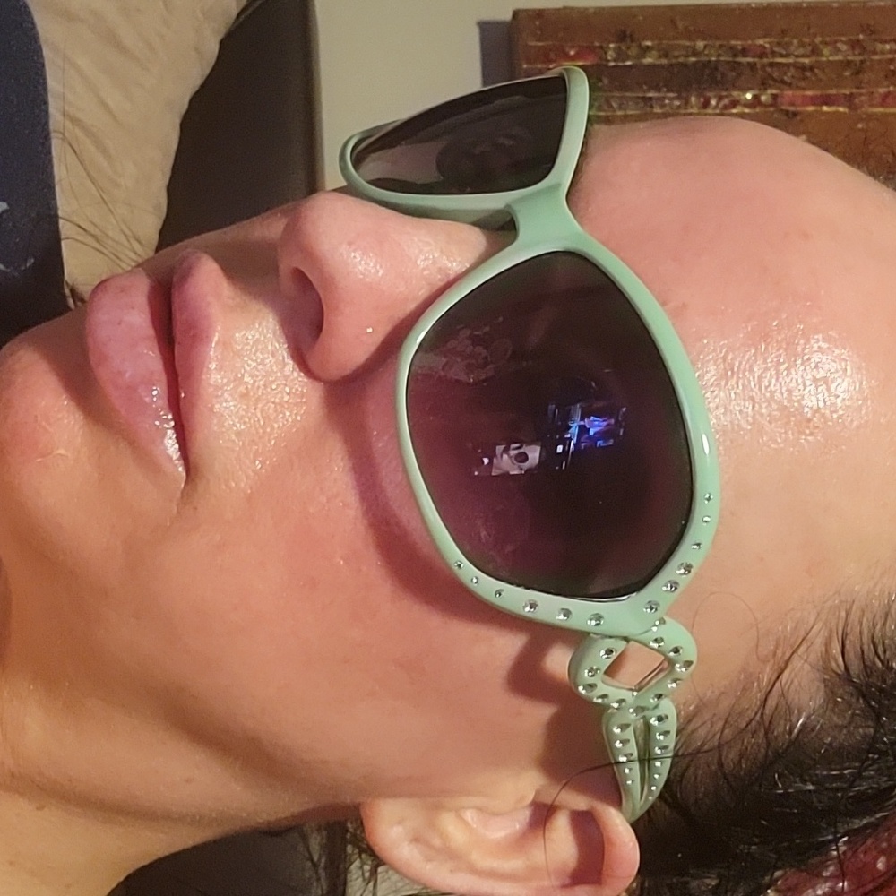 Seafoam Green Rhinestone Sunglasses